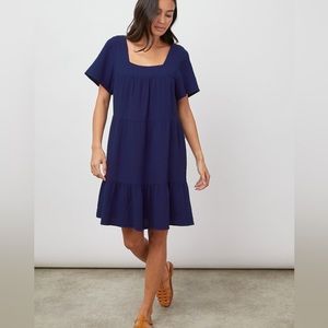 Rails Valentina Dress Admiral Blue size XXS Textured Cotton Gauze